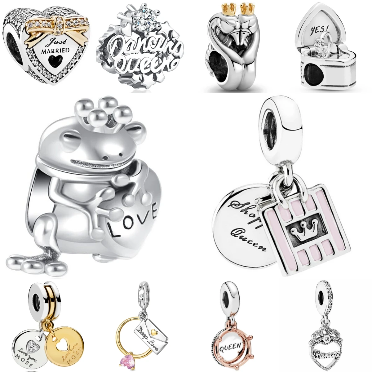 New 925 Silver Double Snakes Crown Envelope Charms Beads Fit Original Bracelet Accessories DIY Jewelry For Women Gift