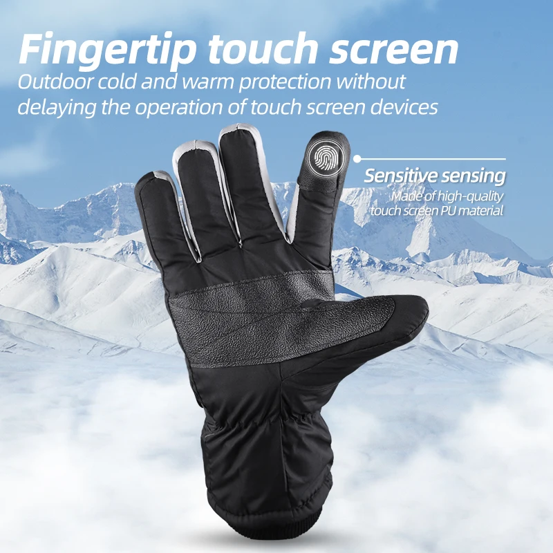 PHMAX Ski Gloves Winter Windproof Snowboard Gloves Men Women Wind Proof Thermal Fleece Touch Screen  heated gloves