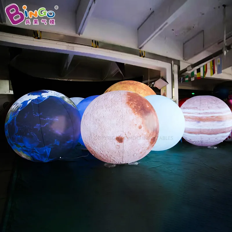 Solar System Sealed Inflatable Moon Balloon For Event Show Decoration Airtight PVC Air-blown Planet With Lights Toys