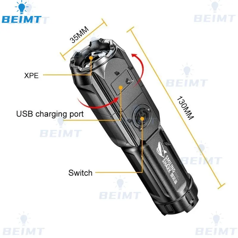 100000LM potente torcia a LED carica USB torcia tattica a fuoco variabile torcia a lungo raggio torce impermeabili per esterni