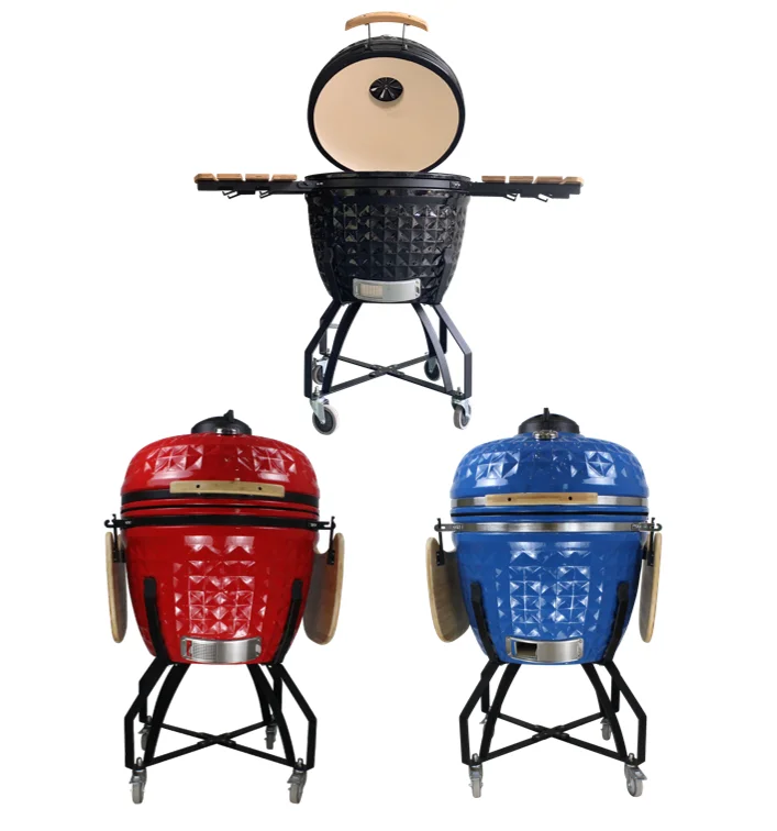 Large Monolith Portable Asador Green  Diamond Kamado 26-inch Bbq Grill Outdoor With Side Table and Stand