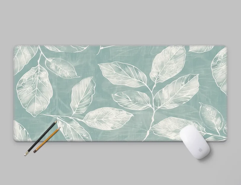 Tropical Plant Turtle Back Bamboo Leaf Mouse Pad Ultra Large Silk Smooth Esports Game Waterproof Mat Natural Rubber Setup Gamer