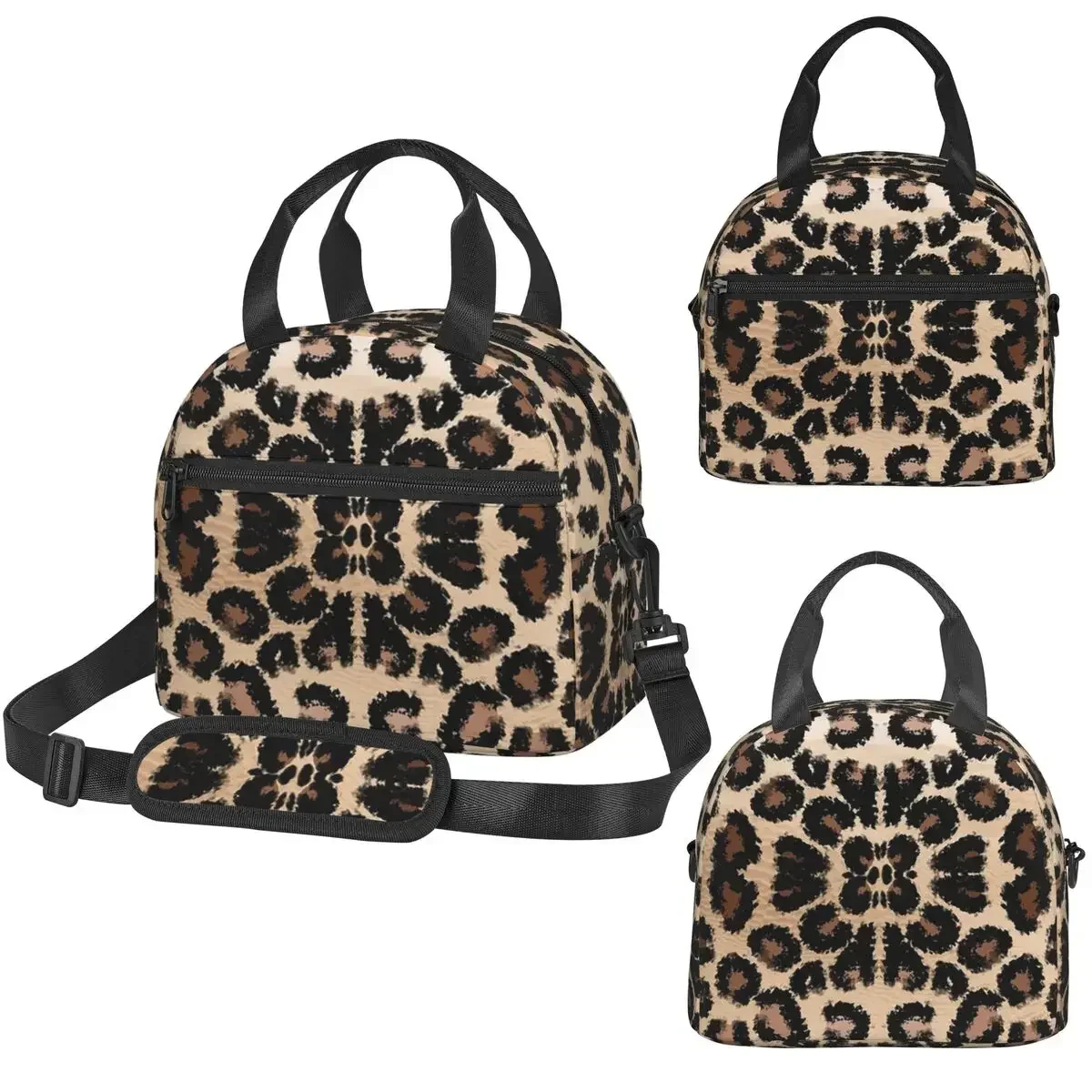 Cheetah Pattern Leopard Texture Print Insulated Lunch Bag for Women Office Cooler Thermal Box Tote Leakproof Lunch Boxes