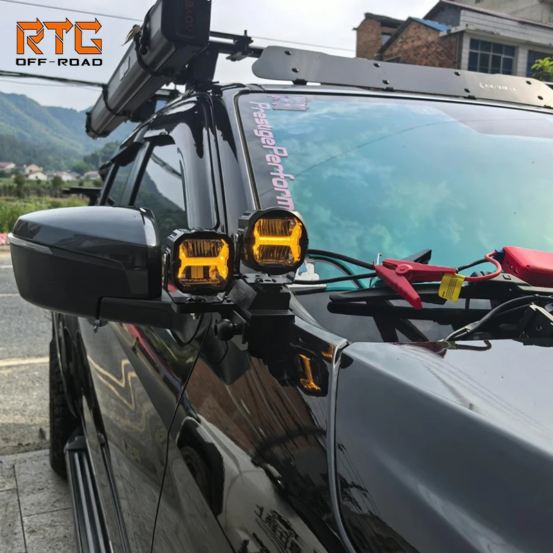 RTG Lights Stand for 2019-2025 DMAX Pickup Offroad Spotlight Bracket Hood Light Stand Light Base Hood Light Bar Mount
