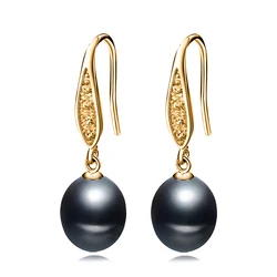 Pendientes de perlas naturales de agua dulce para mujer, aretes de Plata de Ley 925, regalo de fiesta de perlas de gota de agua