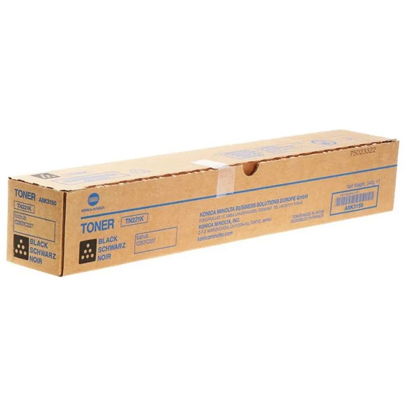 Konica Minolta Bizhub C227/C267/C287 black Original Toner cartridge-TN221K/A8K3150 A8K3150 tintasycartuchos.com