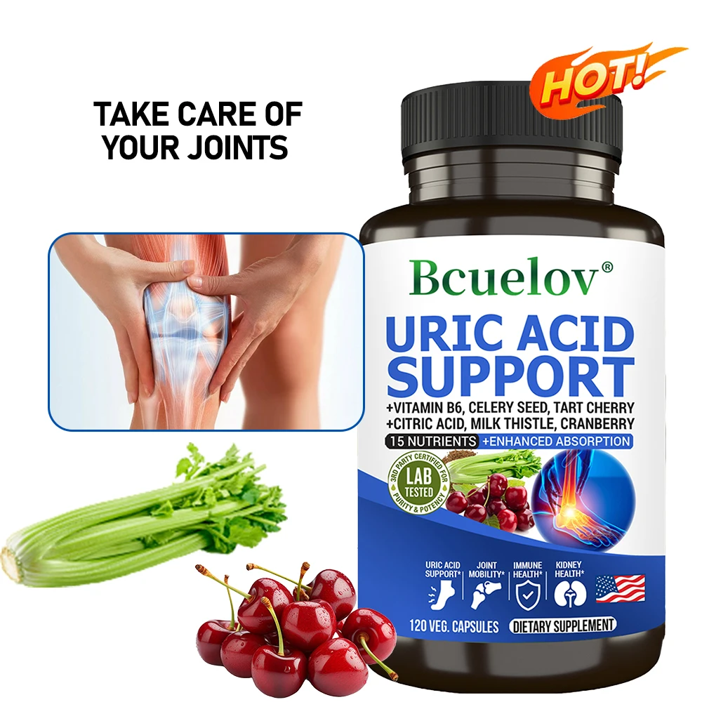 Uric Acid Gout Detox Supplement - Celery Seed Tart Cherry Supplement, Supports Liver and Kidney Function, Promotes Joint Health