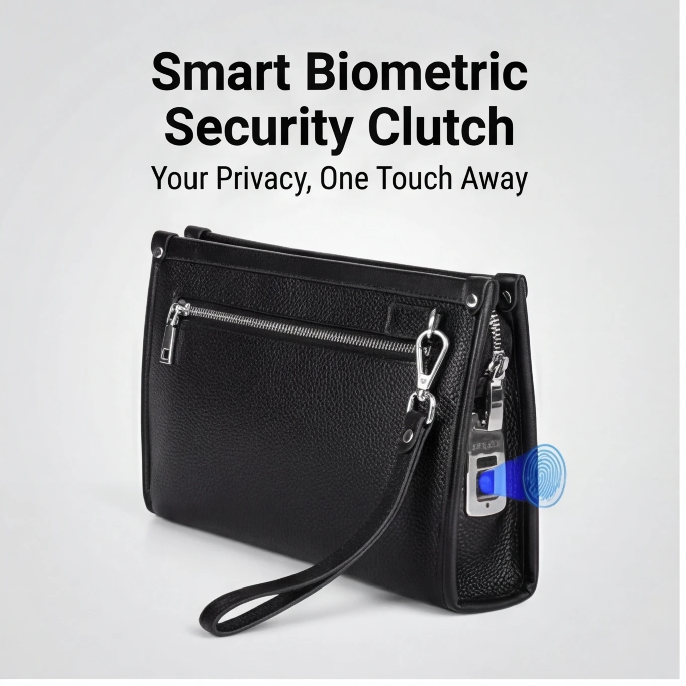 

FIPILOCK Clutch Purses Bags Woman for Men Handbags with Smart Fingerprint Unlock Credit Card Holder Mobile Phone Wristlet Bag