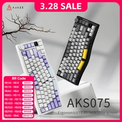 AJAZZ AKS075 75% Mechanical Keyboard Alice Ergonomic Wireless Bluetooth Gaming Keyboard Hot Swap TFT Display RGB 5000mAh Gasket