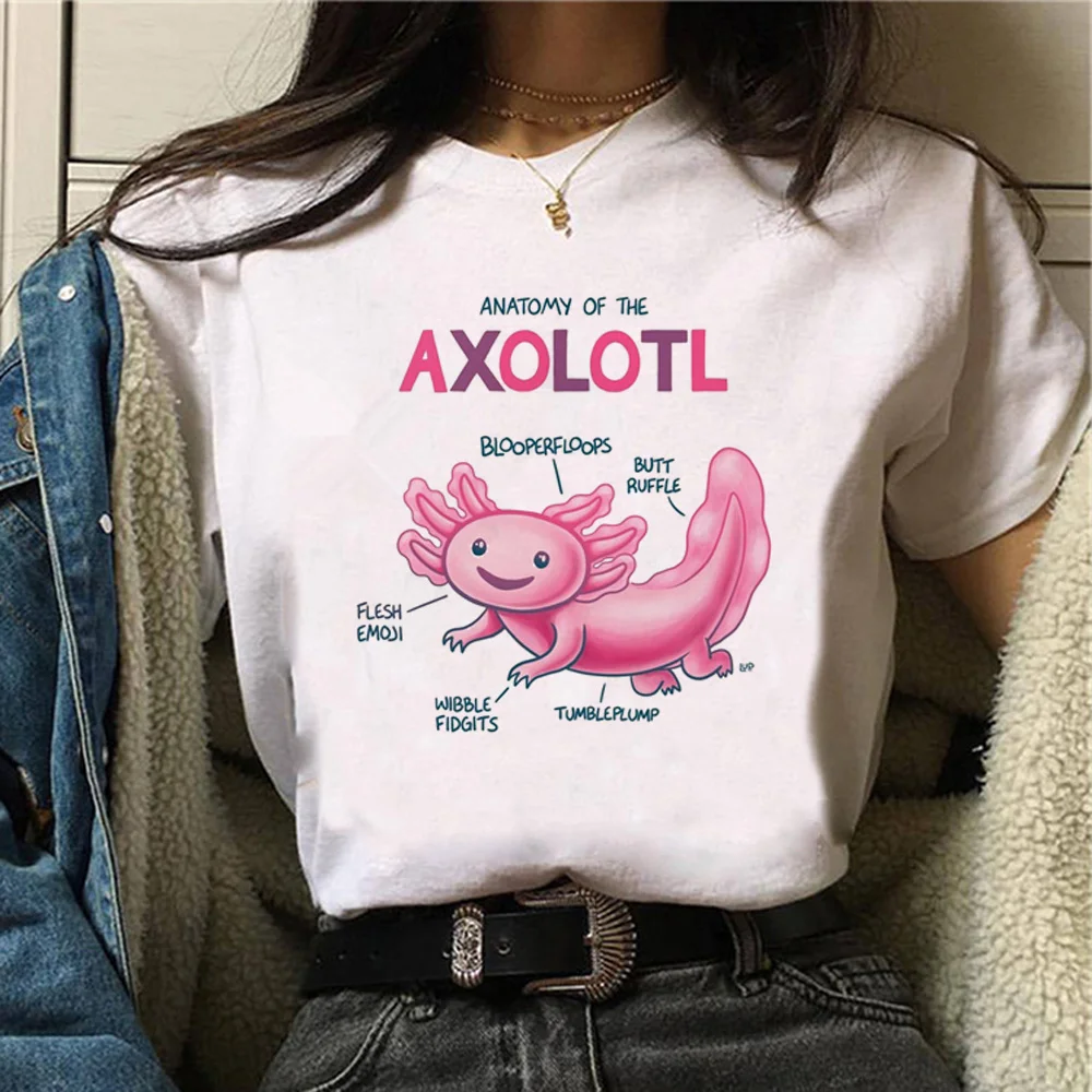 Ajolote Axolotl t-shirts women summer Y2K harajuku t-shirts girl streetwear comic clothing