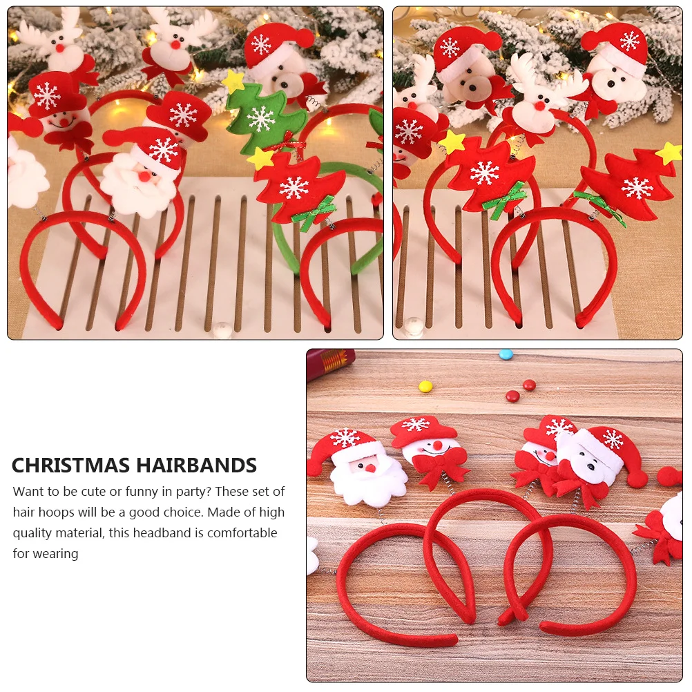 

6Pcs Christmas Headbands Hair Hoops Decorative Christmas Elements Adults Xmas Hair Decorations Reusable Colorful Elastic