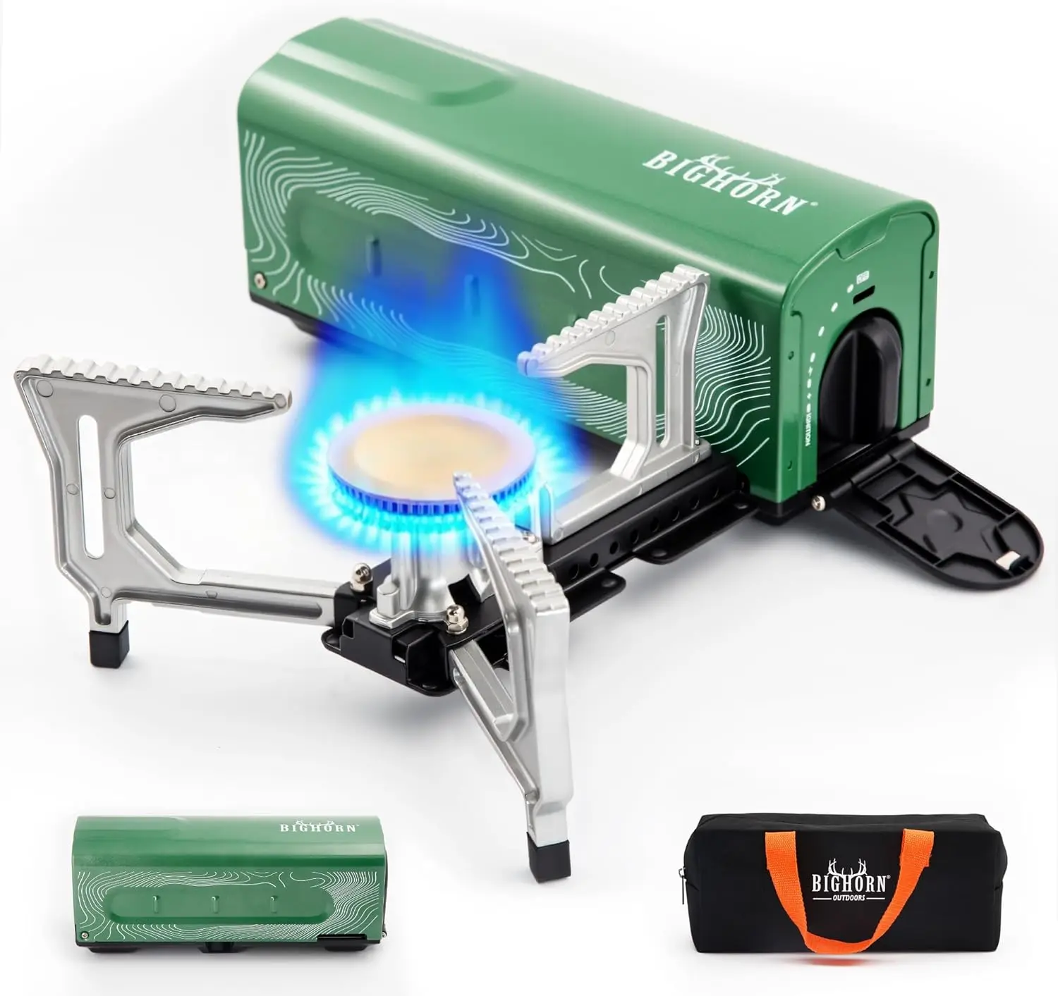 

Butane Camping Stove, Portable Folding Gas Burner with Carry Bag for Camping, Emergency Use and Outdoor Cooking
