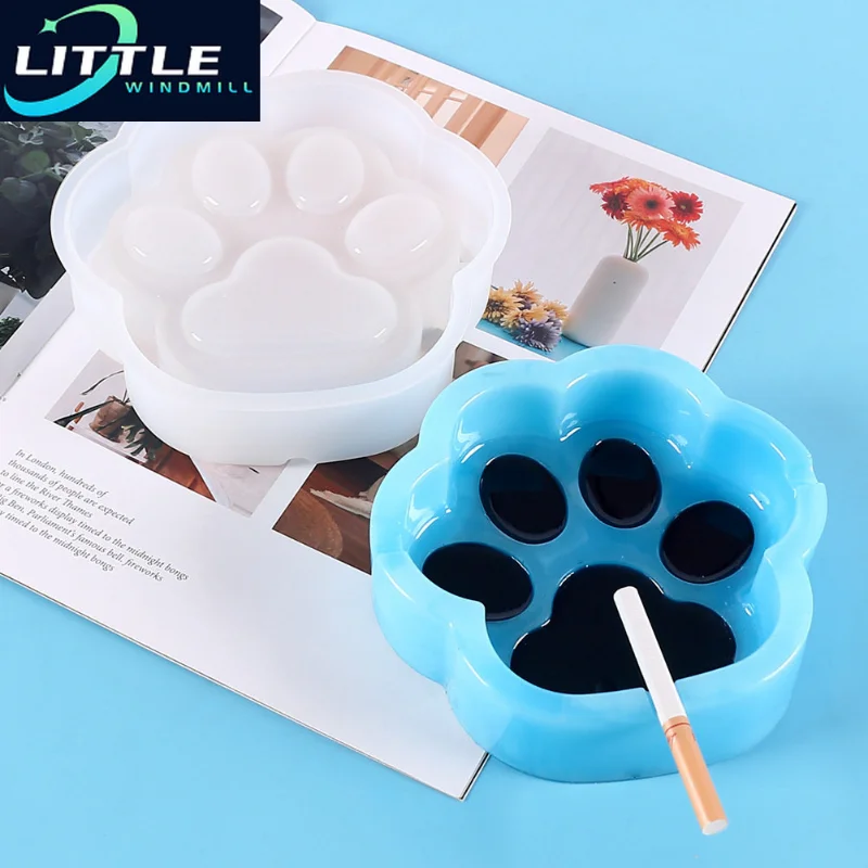 

3d Cat Paw Epoxy Resin Silicone Mold Ashtray Storage Box Diy Trinket Container Soap Candle Holder Flower Pot Home Decor Supplies