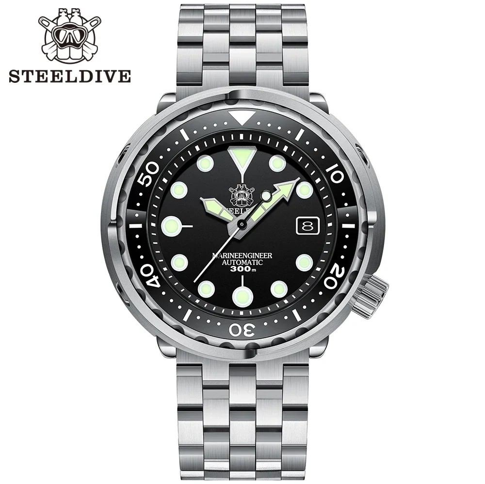 Steeldive SD1975 Tuna Watch 47.5mm NH35 Automatic 316L Stainless Steel Large Size Men Watch Automatic Mechanical Diver Watch