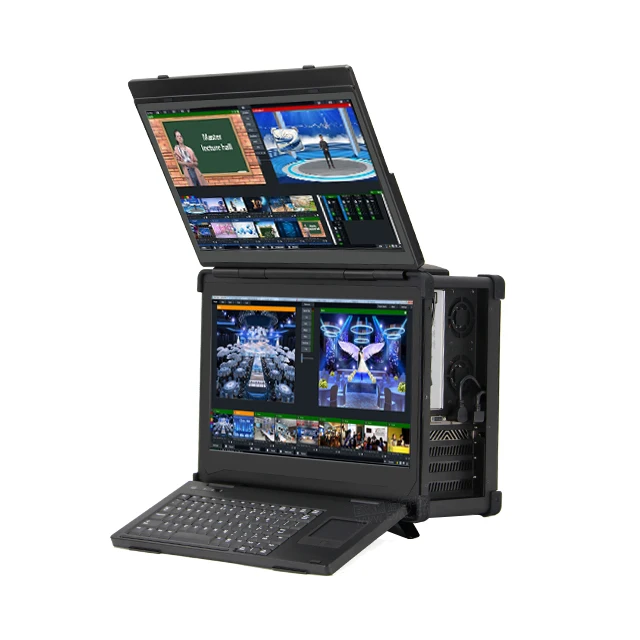 Dual Screen Rugged Laptop Computer Live Stream Broadcast Switcher Video All-in-One Machine for Radio & TV Broadcasting Equipment