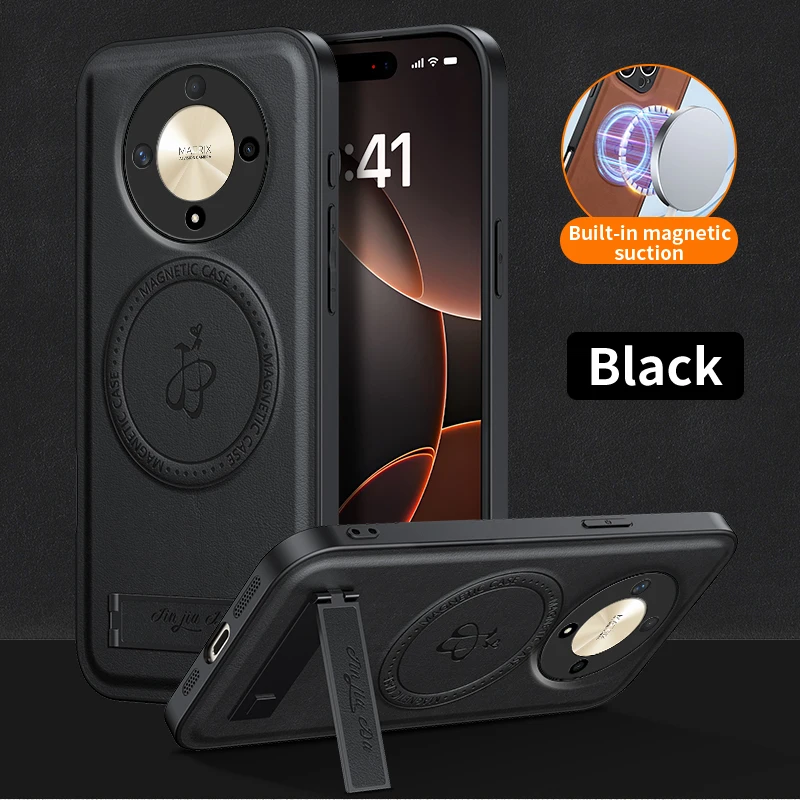 

Wireless Charging Magnetic Phone Case For Honor X9D X9A X9b X9C Lens Protective Silicone Soft Leather Back Cover Cases Holder