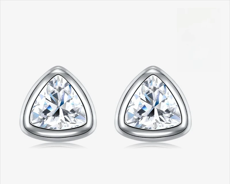 Moissanite Triangular 5*5mm Stud Earrings S925 Sterling Silver Sparkling Engagement Daily Luxury Gift Jewelry For Men And Women