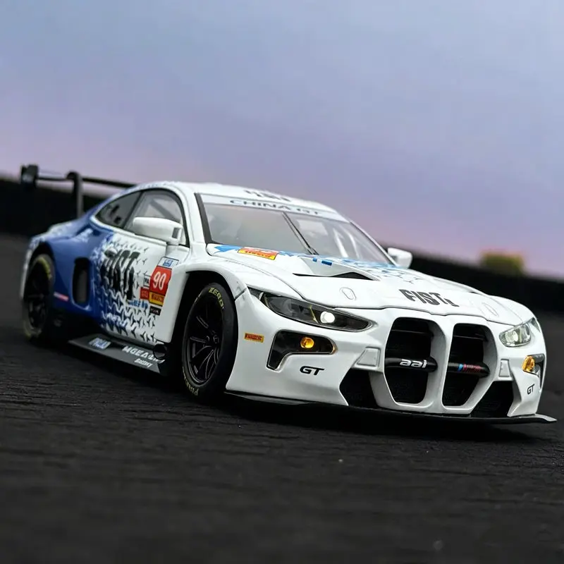 1:24 M4 GT3 Legierungs-Supersportwagen-Modell, Druckguss-Metall-Rennwagen, Fahrzeugmodell mit Simulations-Sound und -Licht, Sammlerstück, Geschenk für Kinder