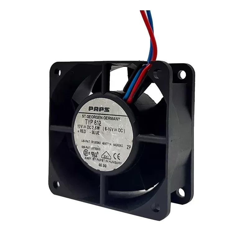 Original Imported German TYP612 6025 12V 2.5W 6CM Ball Bearing Inverter Silent Cooling Fan for Electronics
