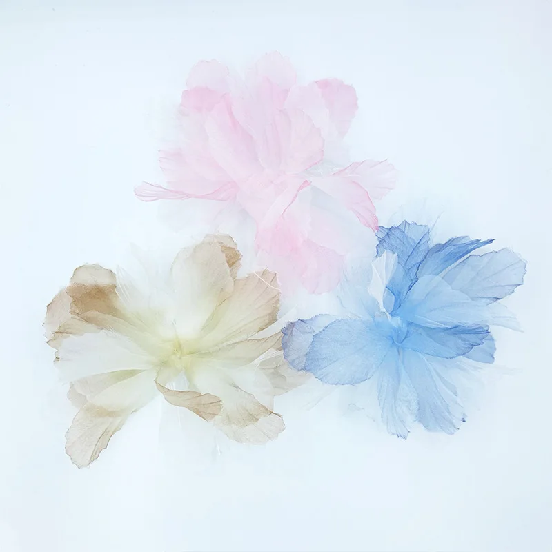 Organza Simulated Flower 3D Lace Flower Head Home Background Wall Clothing Shoes Hats Dress Decoration Cake Accessories Chiffon