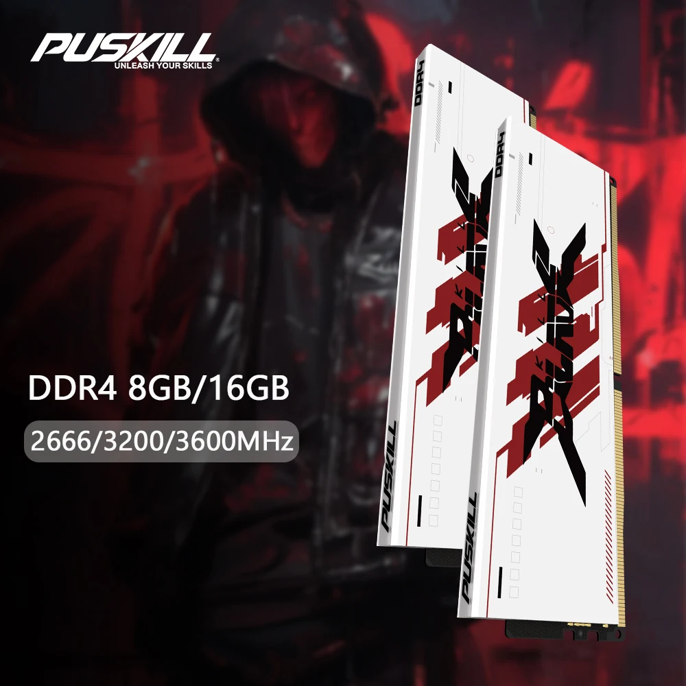 

PUSKILL DDR4 Memória RAM Настольный компьютер 16 ГБ 8 ГБ 3600 МГц 3200 МГц 2666 МГц Игровой UDIMM Охлаждающий жилет Память Memoria