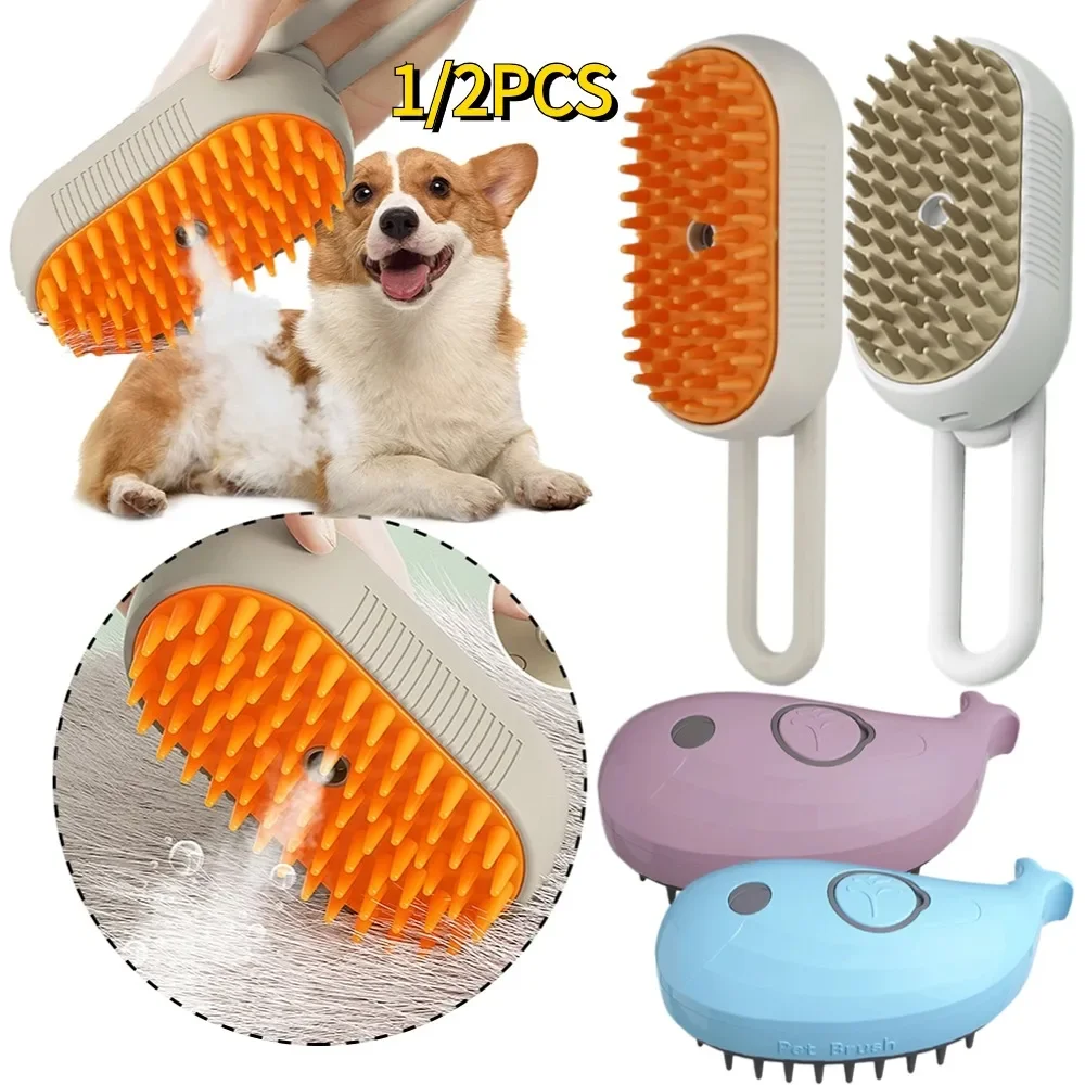 1/2PCS Dampfige Hund Pinsel Elektrische Spray Katze Haar Pinsel Haustiere Dampfer Pinsel für Massage Hundesalon Entfernen haar Waschen Bürsten