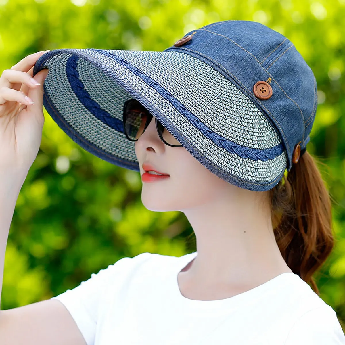 Big Brimmed Hat for Children Riding Bicycles in Summer Windproof Sun Hat for Sun Protection Outdoor UV Protection