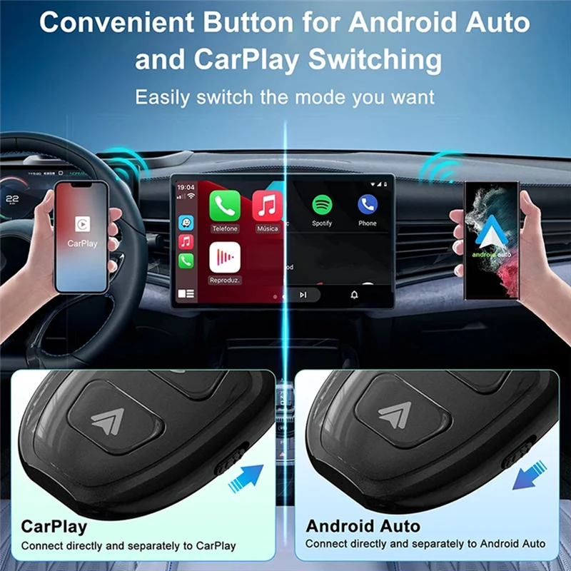

Автомобильный беспроводной Carplay и Android Auto Box 2в1 проводной к беспроводному ключу Plug & Play Carplay Android АВТО-адаптер AI Box