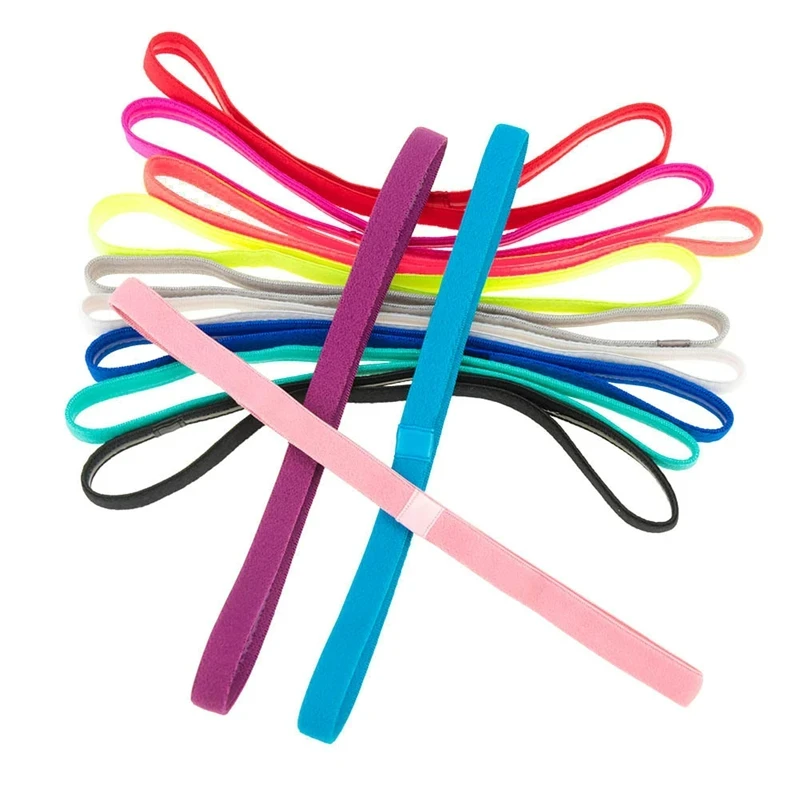 

12Pcs Simple Elastic Headbands Unisex Sports Hairband Non-Slip Silicone Strip Sweat Guide Yoga Running Fitness Hair Accessories