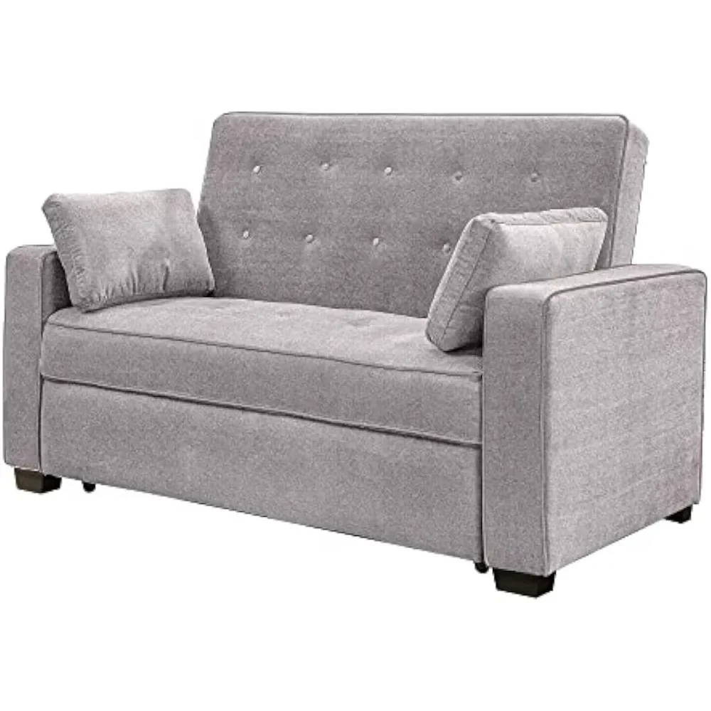 Lifestyle Solutions Ainsley Queen Size Convertible Loveseat, Light Grey