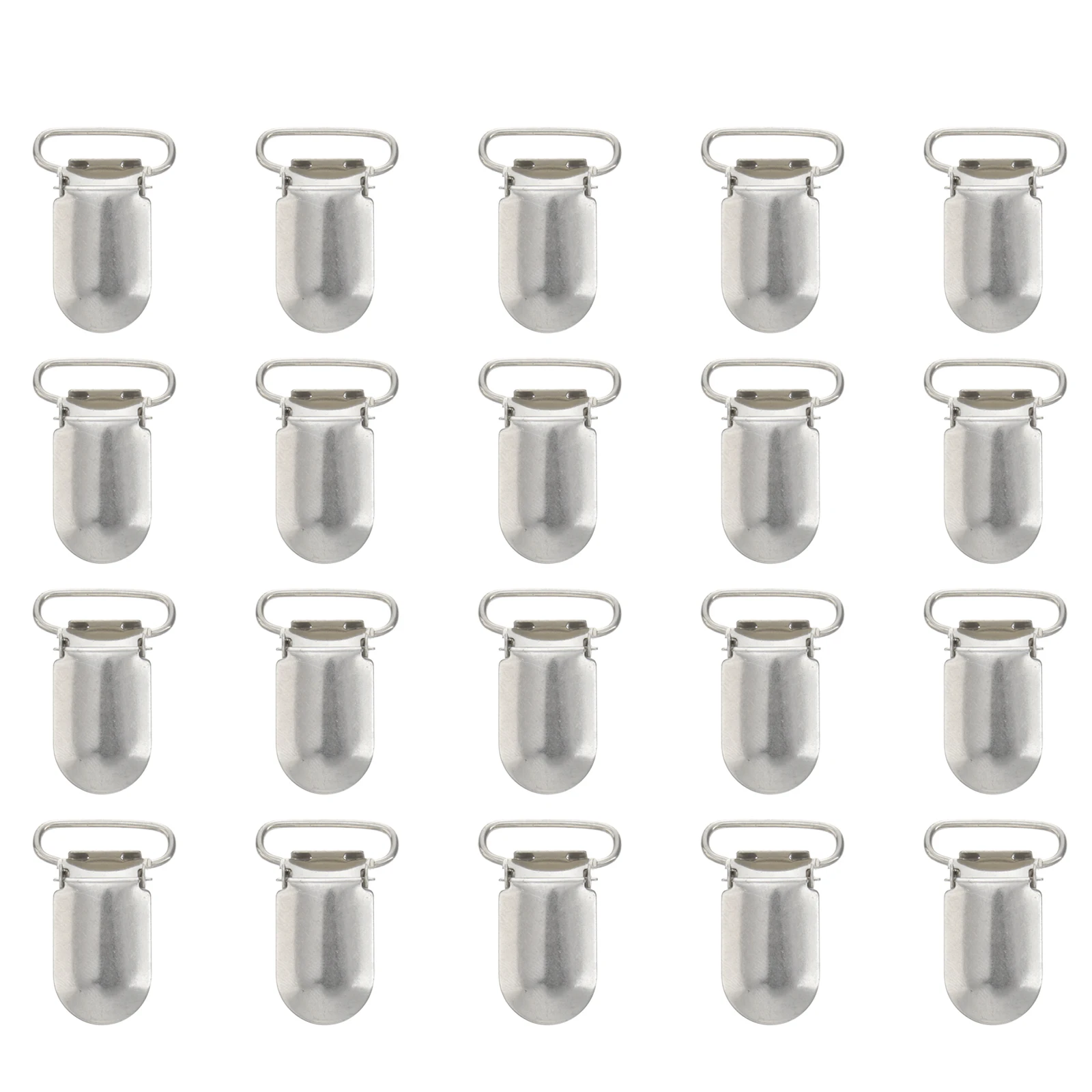 

20pcs Pacifier Suspender Clips Duckbill Buckle Metal 32mm Length 20mm Ring Silver Durable Craft Toy Holder Baby