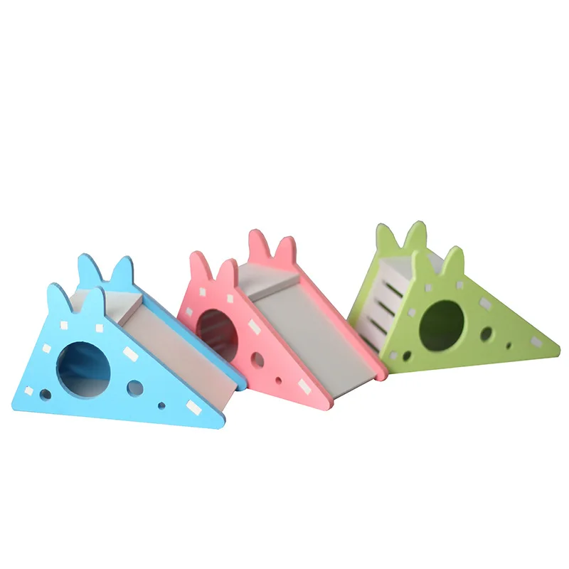 Bird Slide Toy Hamster Hideout House Parrot Cage Accessories Guinea Pig Wooden Cave Slide with Stairs Toy Small Pet Supplies