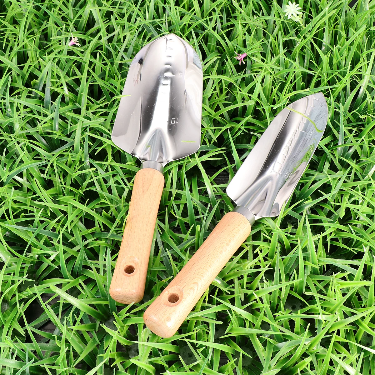 

5pcs Garden Tools Set Stainless Steel Wood Handle Lightweight Durable Spade Harrow Weeder For Seedlings Bonsai Gardening Tool