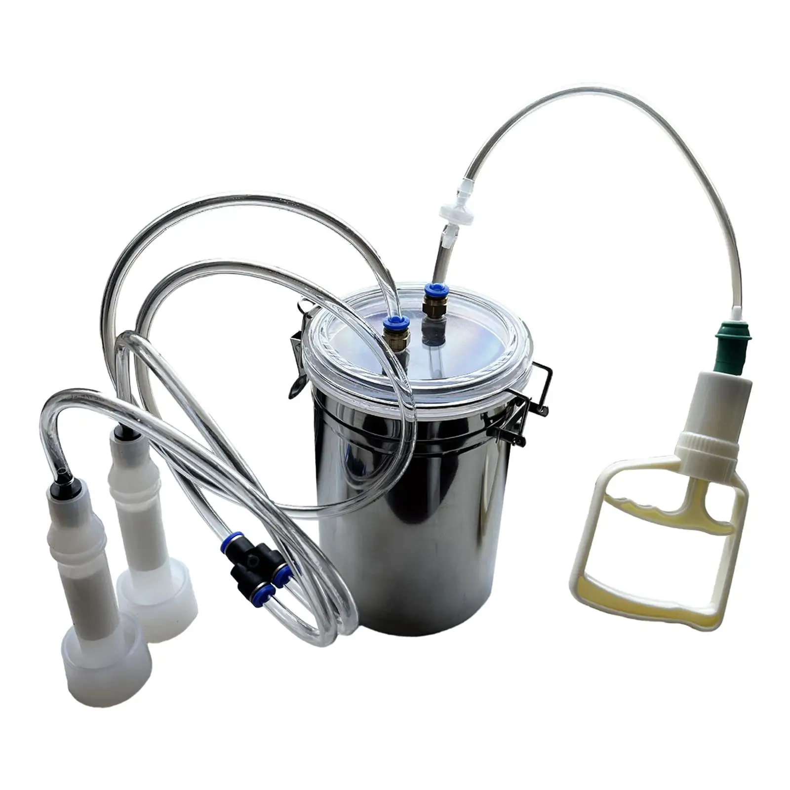 2L Manual Sheep Milker Cows Manual Milking Machine Portable Vacuum Pump Bucket Milker with Bottle for Farms Market Household