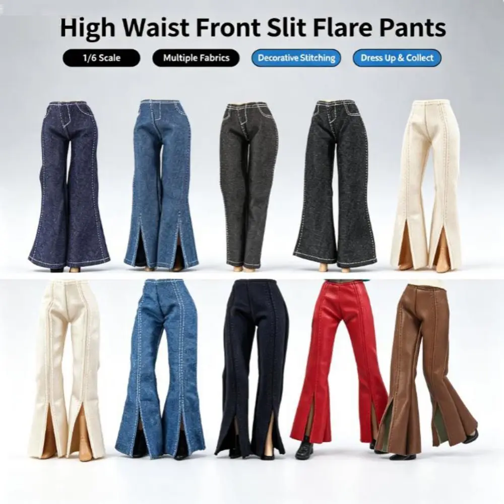 Multi Style Long Trousers Fashion High Waist Doll Jeans Pants Many Style Front Slit Flare Pants