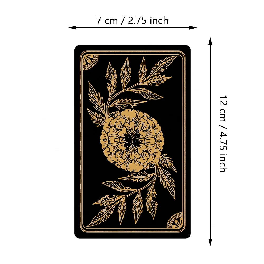 The Marigold Tarot Deck 78pcs Cards Black & Gold Skull Art Tarot Cards, Rider-Waite Inspired Divination Deck English Ver.