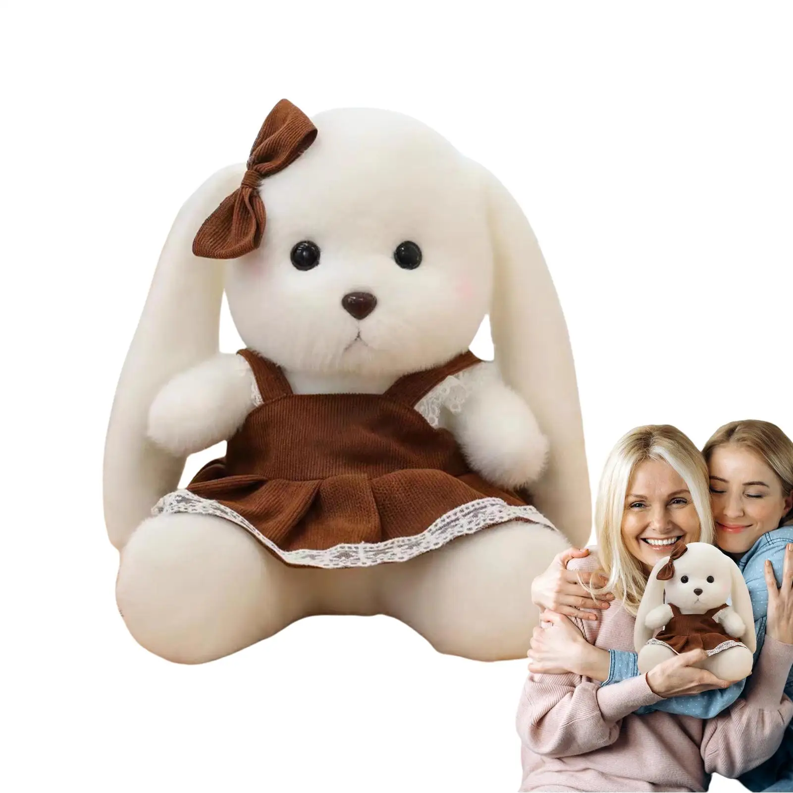 

Rabbit Stuffed Animal 9 Inches Brown Dress Cuddly Toys Stuffed Toy For Home Living Room Nursery Travel Car Seat