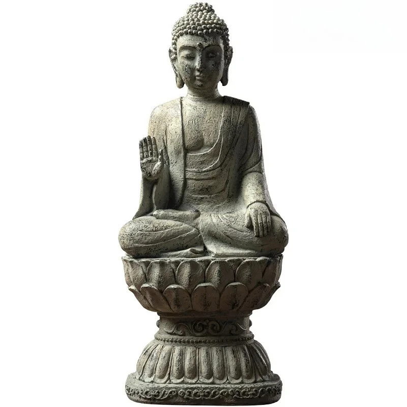 

yjq new Chinese Buddha statue ornament retro Zen Buddha head home living room tea room decoration