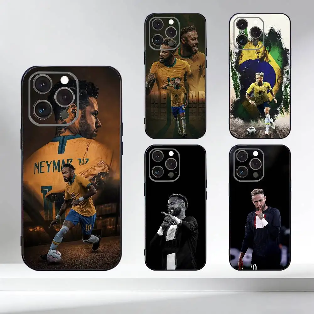 

1pc N-Neymar Jr Football star Phone Case For iPhone 17,16,15,14,13,12,11 Plus,Pro Max,XS,Soft Silicone Black Cover