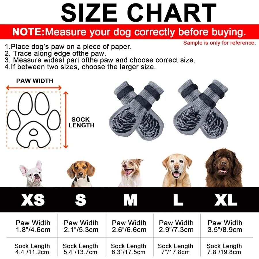 جوارب للكلاب مضادة للانزلاق مع أشرطة قابلة للتعديل مناسبة للأرضيات الصلبة والأرصيف الباردة الدافئة المضادة لللعق ومضادة للانزلاق المثالية