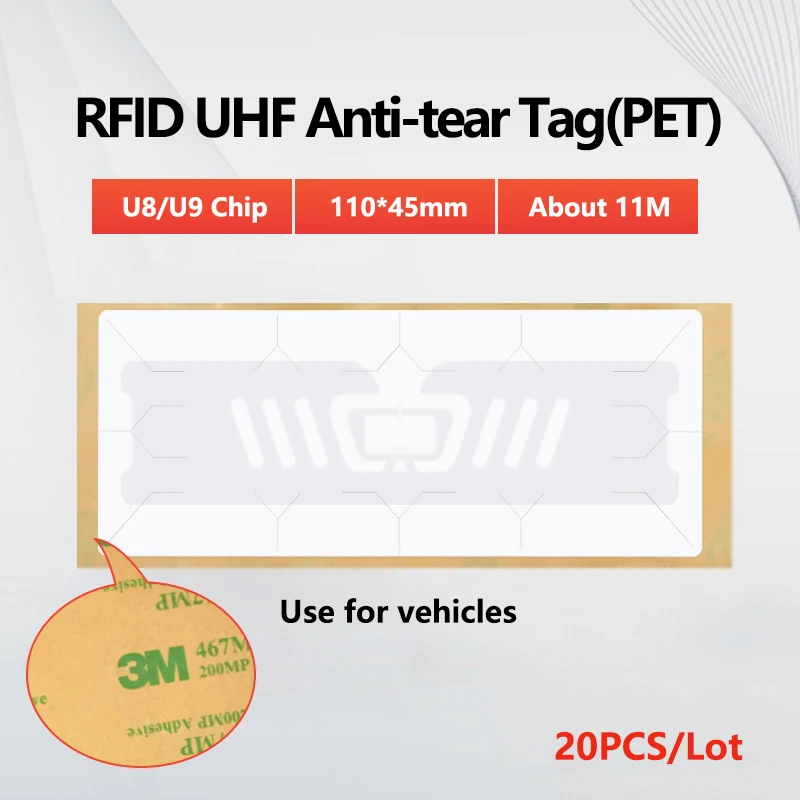 

Бирка RFID UHF, автомобильная антиразрывная электронная этикетка 18000-6C 860-960 МГц, RFID UHF PET, наклейка против переноса 915 МГц, высокое качество, 20 шт.