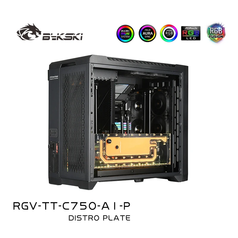 Bykski voor Thermaltake C750 A1 Computerkast Distro Plaat Kit Waterkoeling Blok Radiator Ondersteuning DDC Pomp, RGV-TT-C750-A1-P