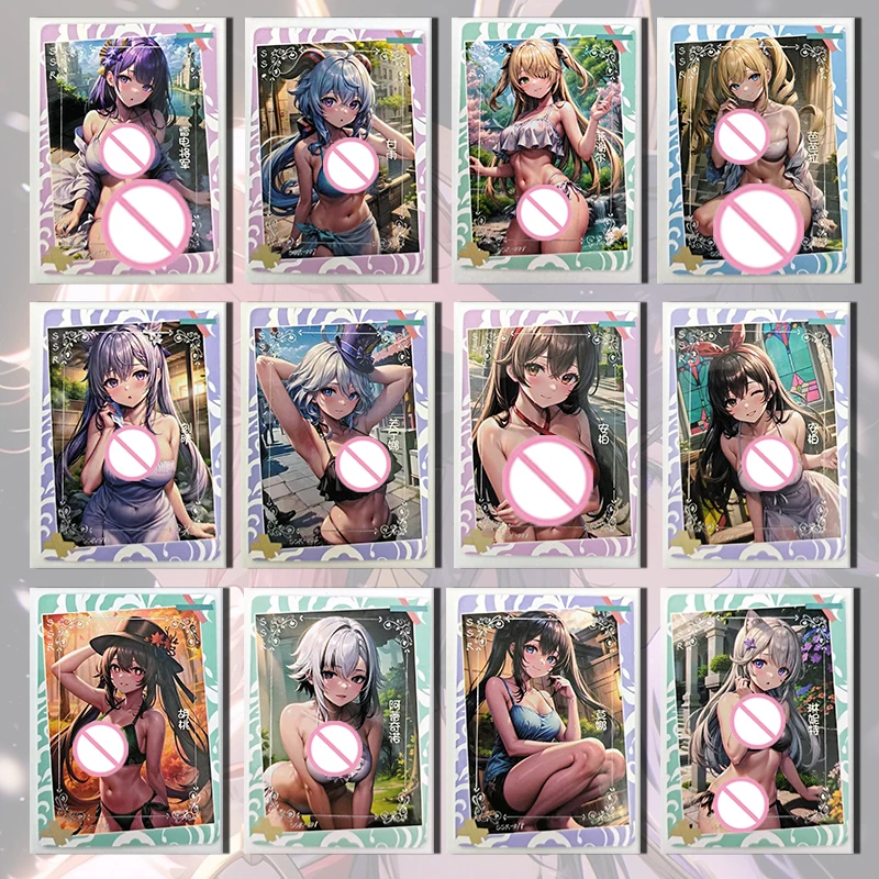 

Anime Goddess Story Heart SSR card Ganyu Keqing Hu Tao Raiden Shogun Mona Fischl boy Toy collection Birthday Christmas gifts