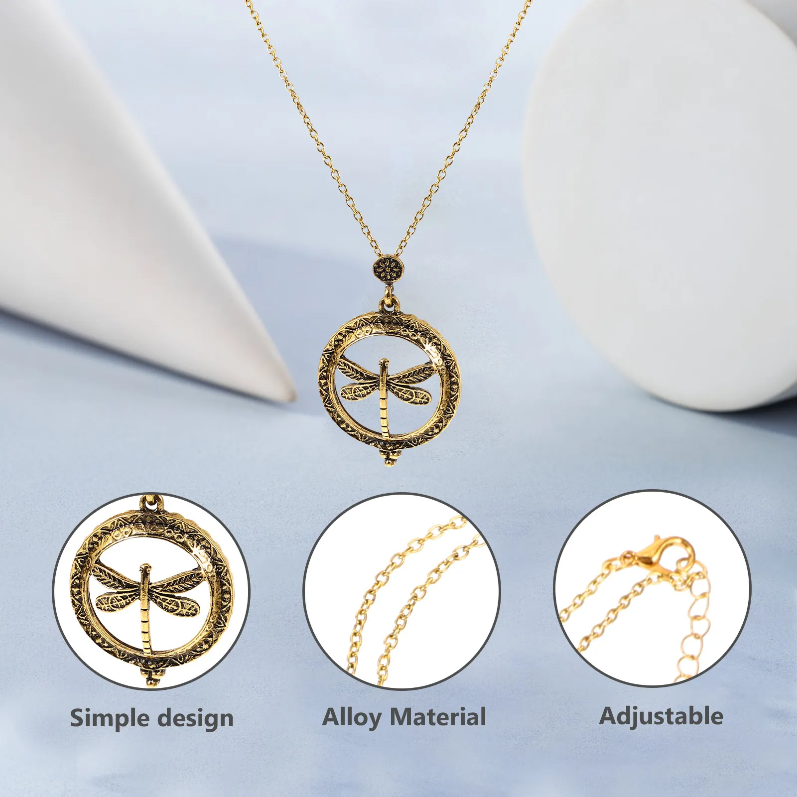 Dragonfly Magnifying Glass Necklace for Women – Retro Chic Pendant Jewelry Gift for Birthday, Party, Dinner