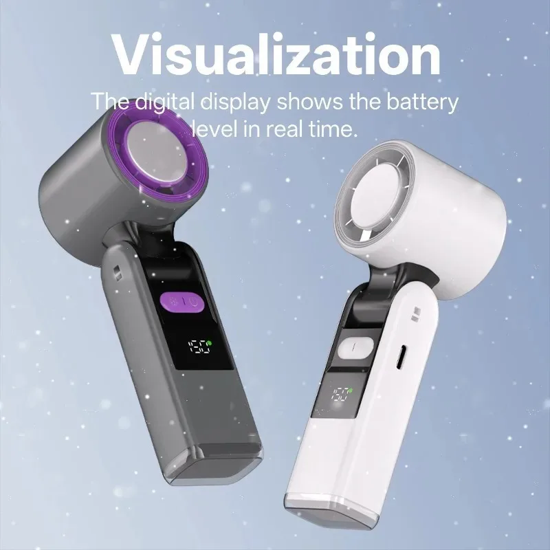 

Mini Handheld Turbo Fan Foldable Design 1-199-Speed Wind 4000mAh Rechargeable Digital Display Protable Pocket Fans for Outdoor