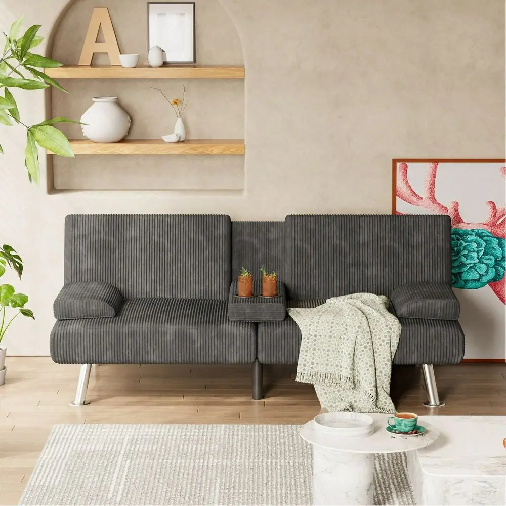 

Диван-кровать из искусственной кожи для гостиной, раскладной, регулируемый, с 2 подстаканниками