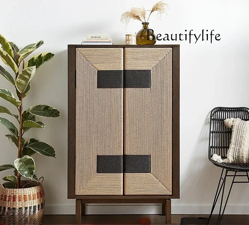 

Retro solid wood dining side cabinet Nordic design antique locker storage B & B home