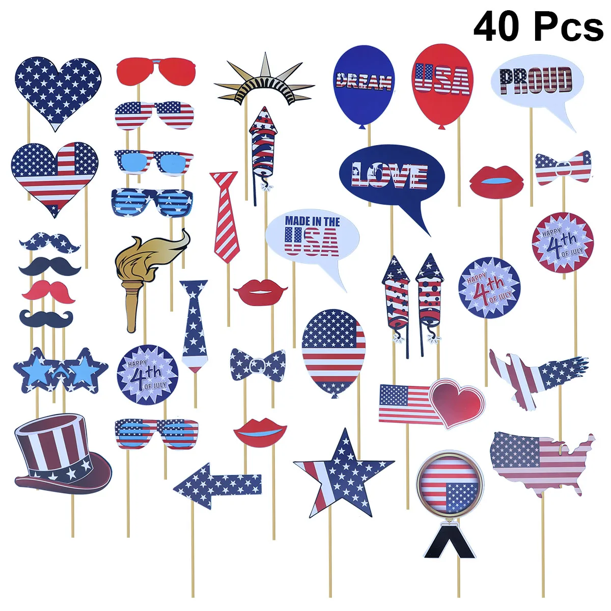 

24pcs Booth Photography Paper Patriotic Supplies for Independence Day Celebration Selfie Decorations