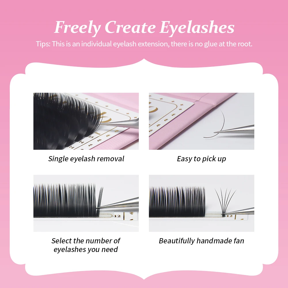JEMEDO 16 Rzędów Pojedynczych Rzęs Naturalne Sztuczne Rzęsy C D Curl Akcesoria do Przedłużania Rzęs Narzędzia do Makijażu