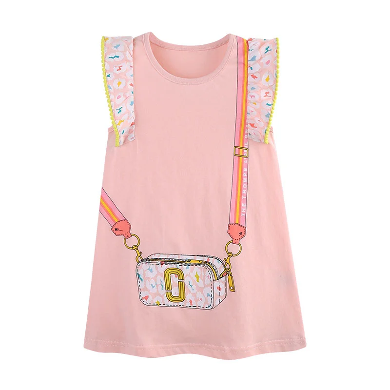 Летняя сумка без рукавов с принтом, платье принцессы для маленьких девочек, милая детская одежда, Новое поступление, хит продаж, модная одежда